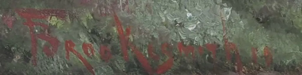 BROOKE SMITH, Frank (1860-1932) - Boaters in Stream and Forest Setting Image 1++