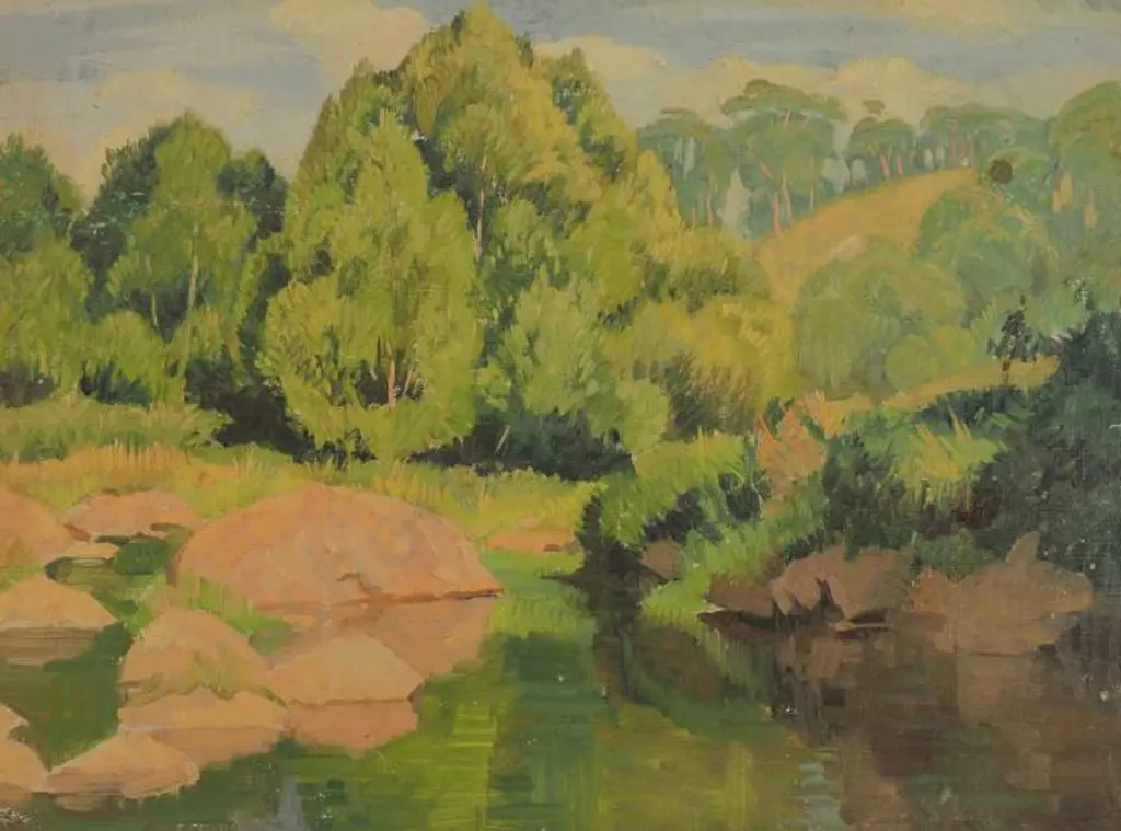 SAVAGE, Cedric D. (1901-1969) - Lake Edge with Rocks Image 1++