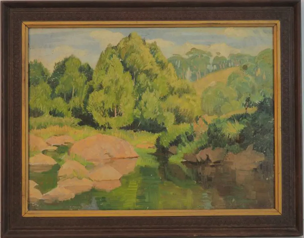 SAVAGE, Cedric D. (1901-1969) - Lake Edge with Rocks Image 1++