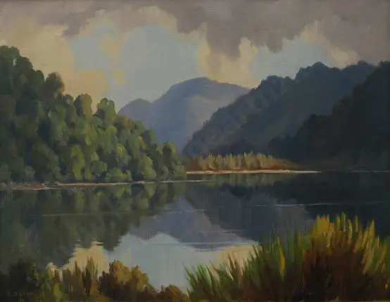 LATTEY, Edward B. [Ted] (1899-1986) - Reflections - Lake Paringa Image 1++