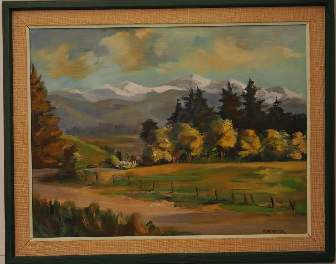 McALISTER, P.O. [Olive] (1932-2017) - Southern Alps with Fields and Trees Image 1++