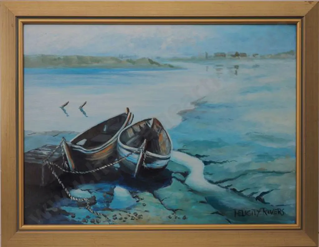 RIVERS, Felicity - Two Dinghys at Small Jetty Image 1++