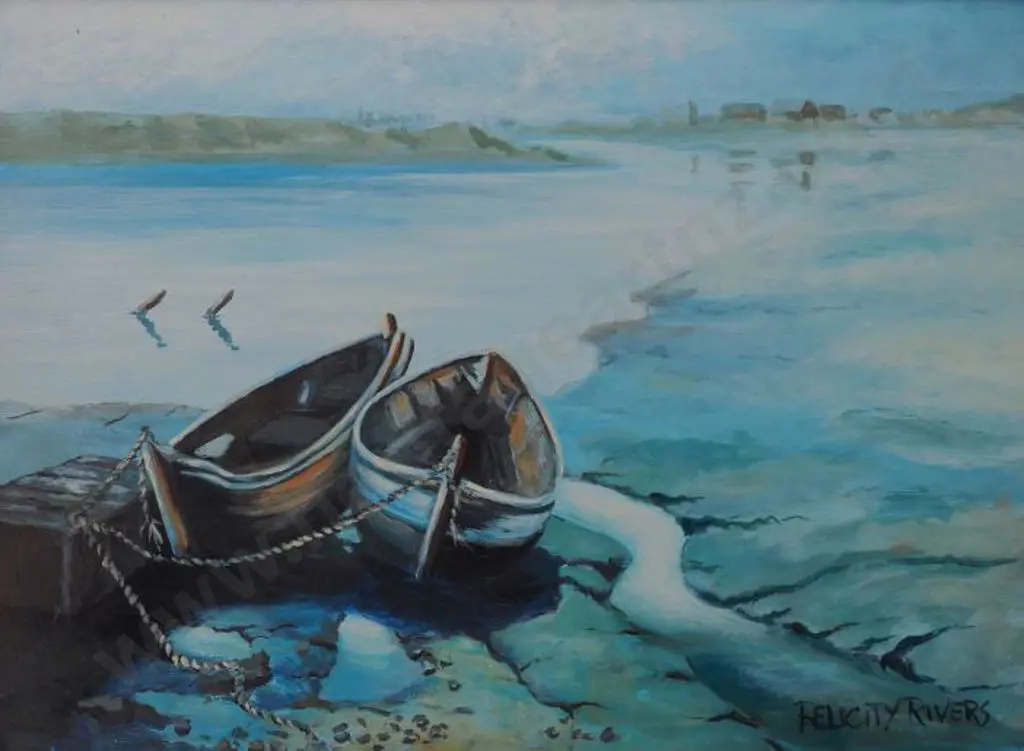 RIVERS, Felicity - Two Dinghys at Small Jetty Image 1++