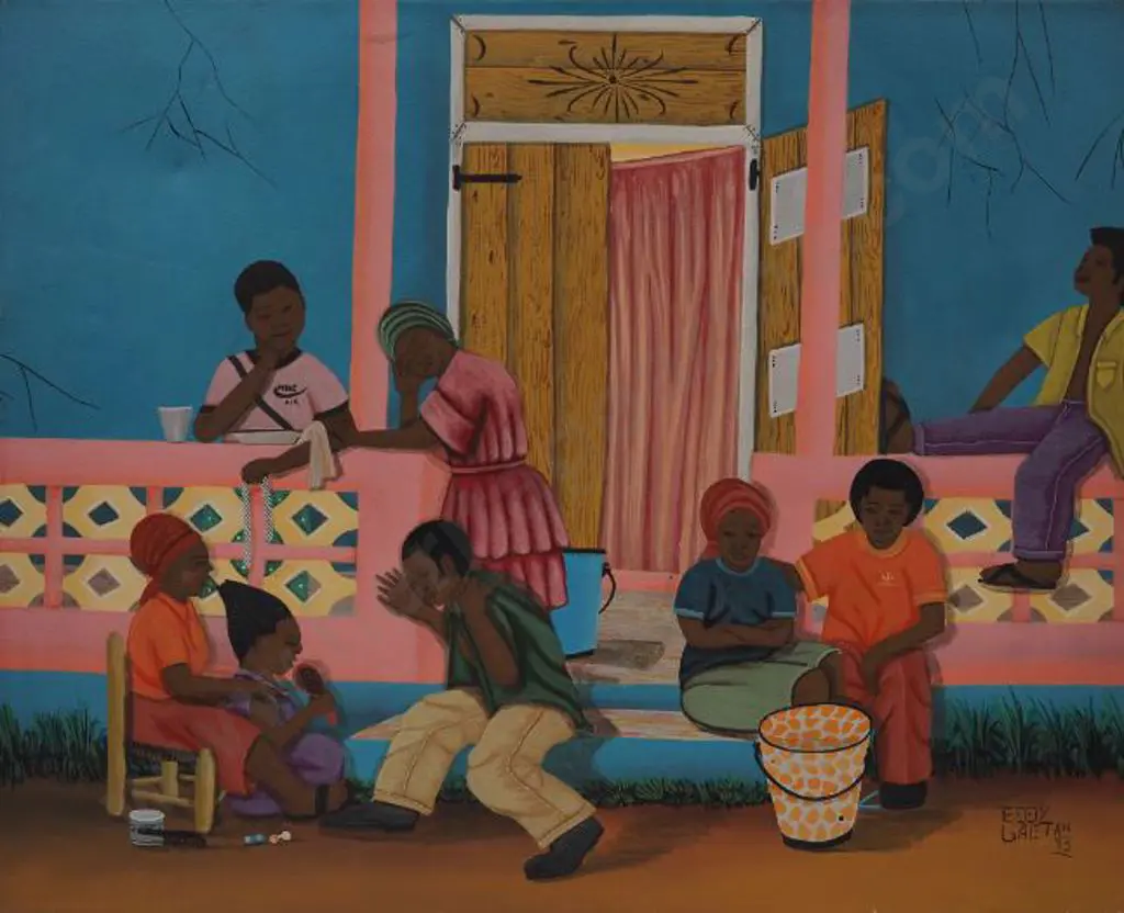 GAETAN, Eddy (20th Cent.) - Native Village Scene Image 1++