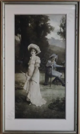 UNKNOWN Artist - Attraction - Edwardian Lady with Admirer Image 1++
