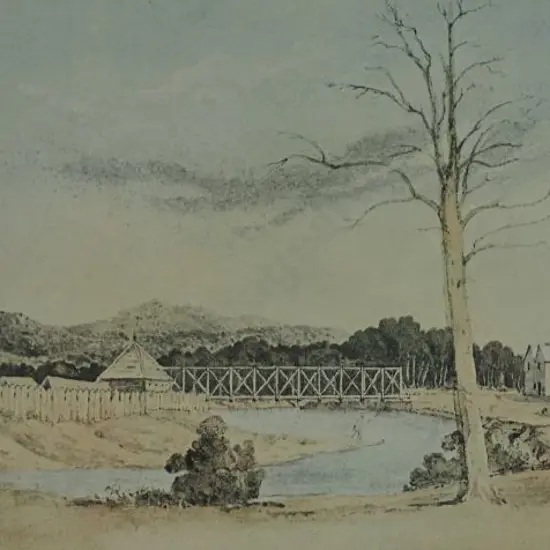 UNKNOWN artist - Fort Richmond and the Second Hutt Bridge c. 1847