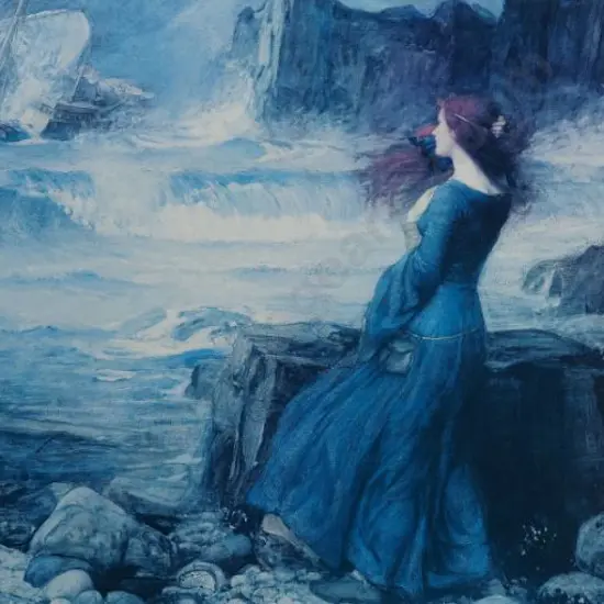 UNKNOWN - Lady in Blue Gazing at Sinking Ship