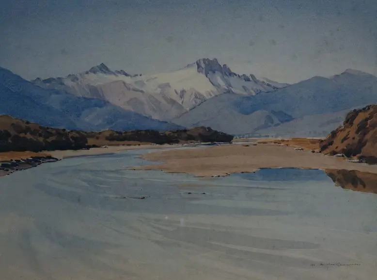 MacCORMICK, W.A. (Bill) (1942-) - Mountain & River, Haast Pass Image 1++