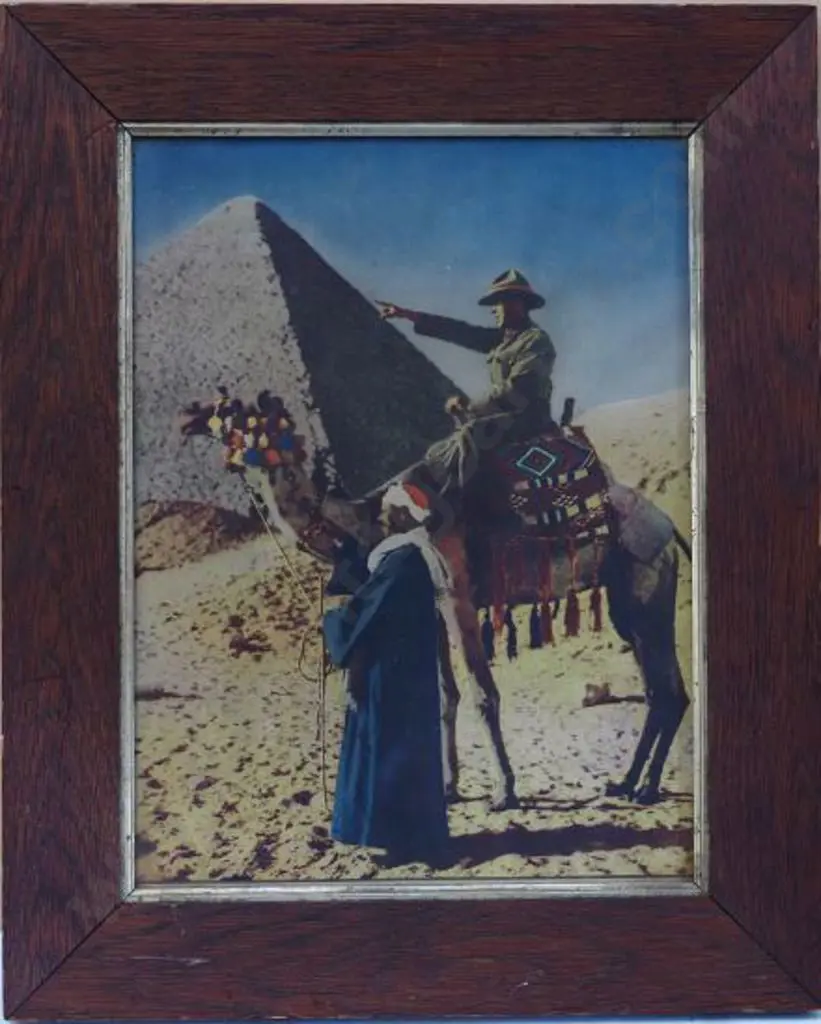 UNKNOWN photographer - WW1 Soldier on Camel by Pyramids Image 1++