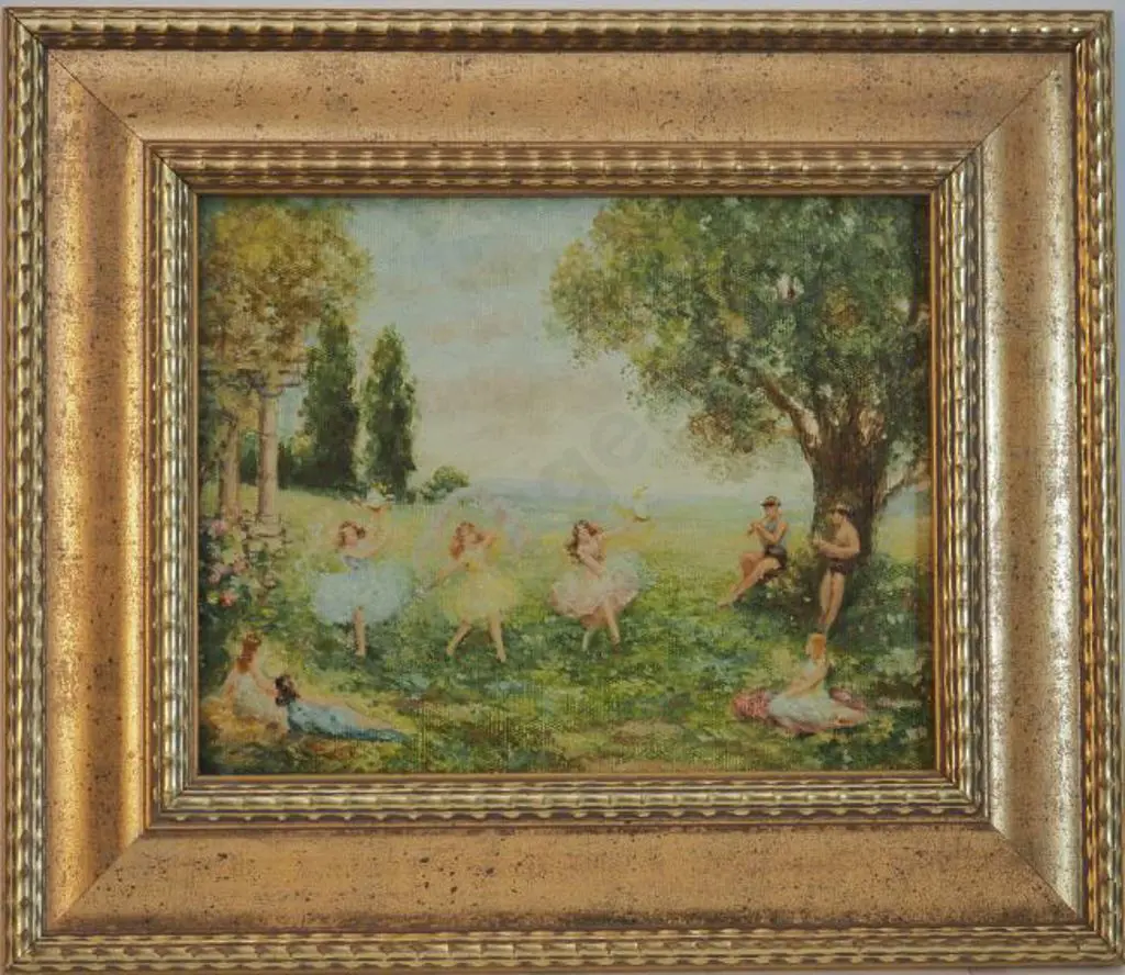 UNKNOWN artist - Dancing Girls in fields with Two Flautists Image 1++