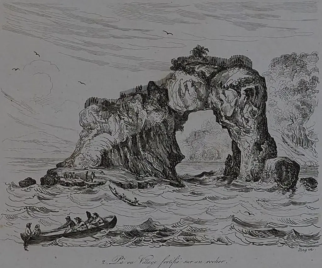 SAINSON, Louis de (1800-1874) - Pa ou Village Fortifie sur en Recher c. 1834 Image 1++