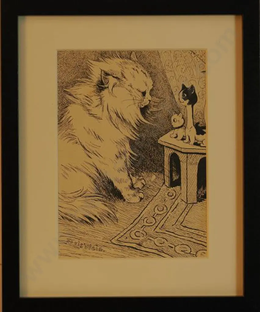 WAIN, Louis (1860-1939) - Miss Pussum's at Home Image 1++