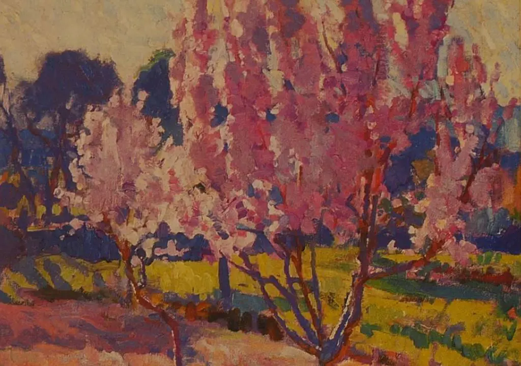 THOMPSON, Sydney Lough (1877-1973) - Peach Blossoms, Near Nice Image 1++