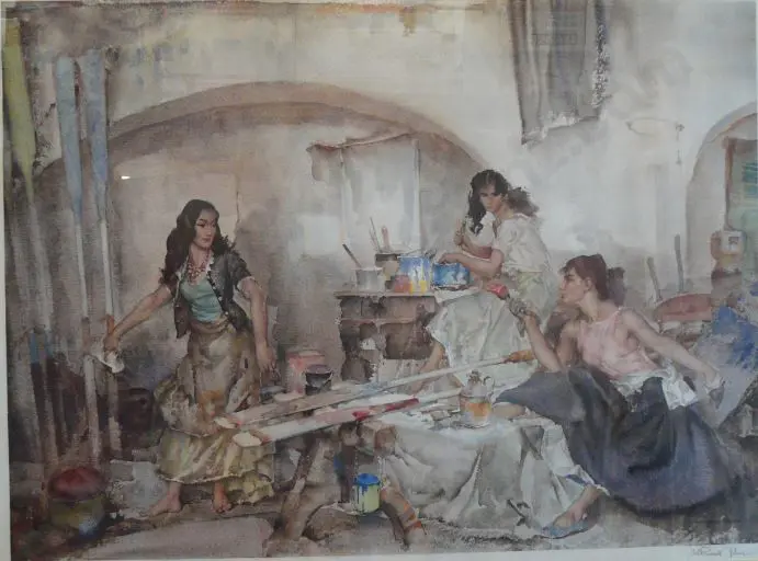 FLINT, Sir William Russell R.A. (1880-1969) - A Question of Colour  - Women painting oars - Image 1++