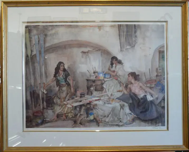 FLINT, Sir William Russell R.A. (1880-1969) - A Question of Colour  - Women painting oars - Image 1++