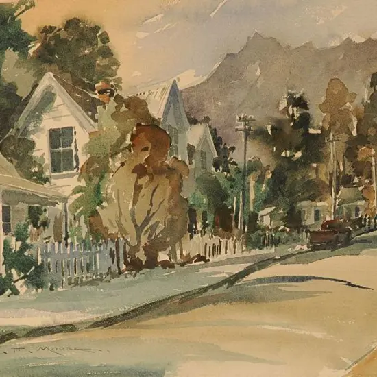 MOORE, William Francis (1934-2020) - Street Scene, Akaroa