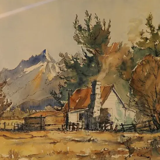MOORE, William Francis (1934-2020) - Southern Alps with Small Cottage