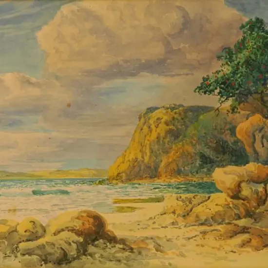 CARLTON, Rix (1890-1962) - Beach with Pohutukawa Tree, 1948