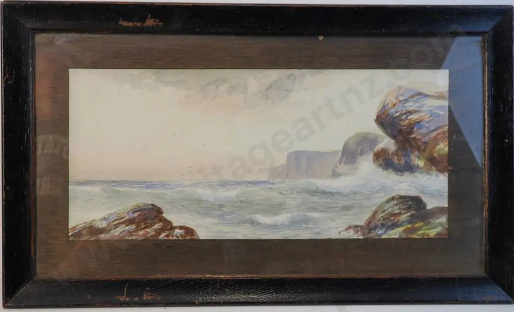 COLE, Herbert R. (1890-1962) - Sea Scape with Cliffs Image 1++