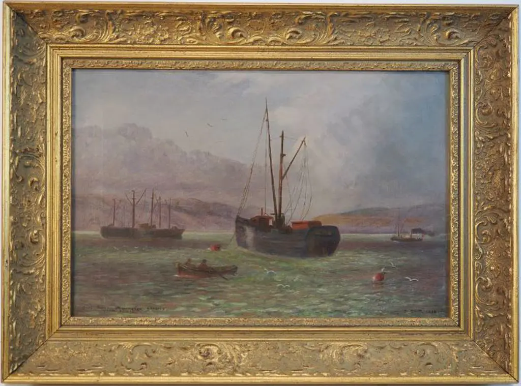 GAUT, Joseph (1860-1934) - Coal Hulks, Wellington Harbour, 1883 Image 1++