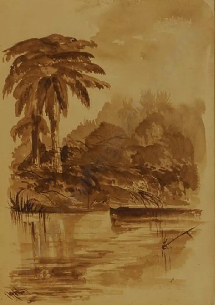 HORNE, Constance - Country Stream (plus a bonus picture on reverse) c.1889 Image 1++