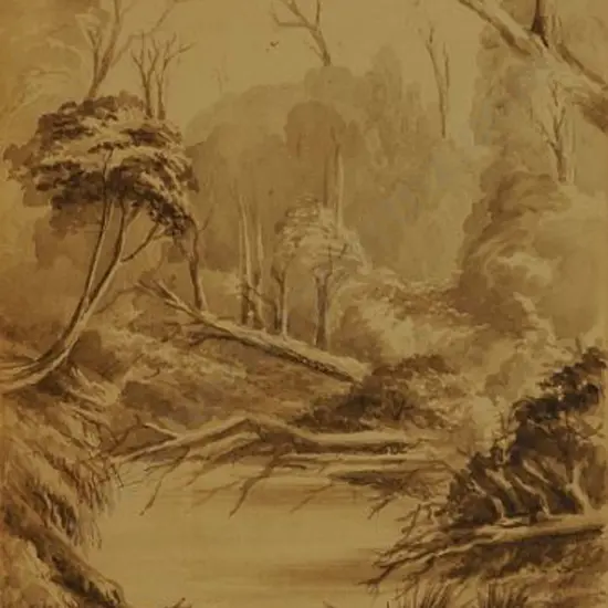 HORNE, Constance - Country Stream (plus a bonus picture on reverse) c.1889