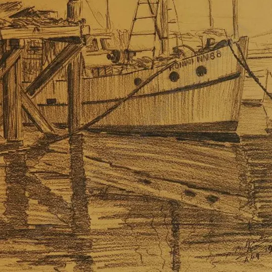 UNKNOWN - Fishing Boat alongside Wharf, 1952