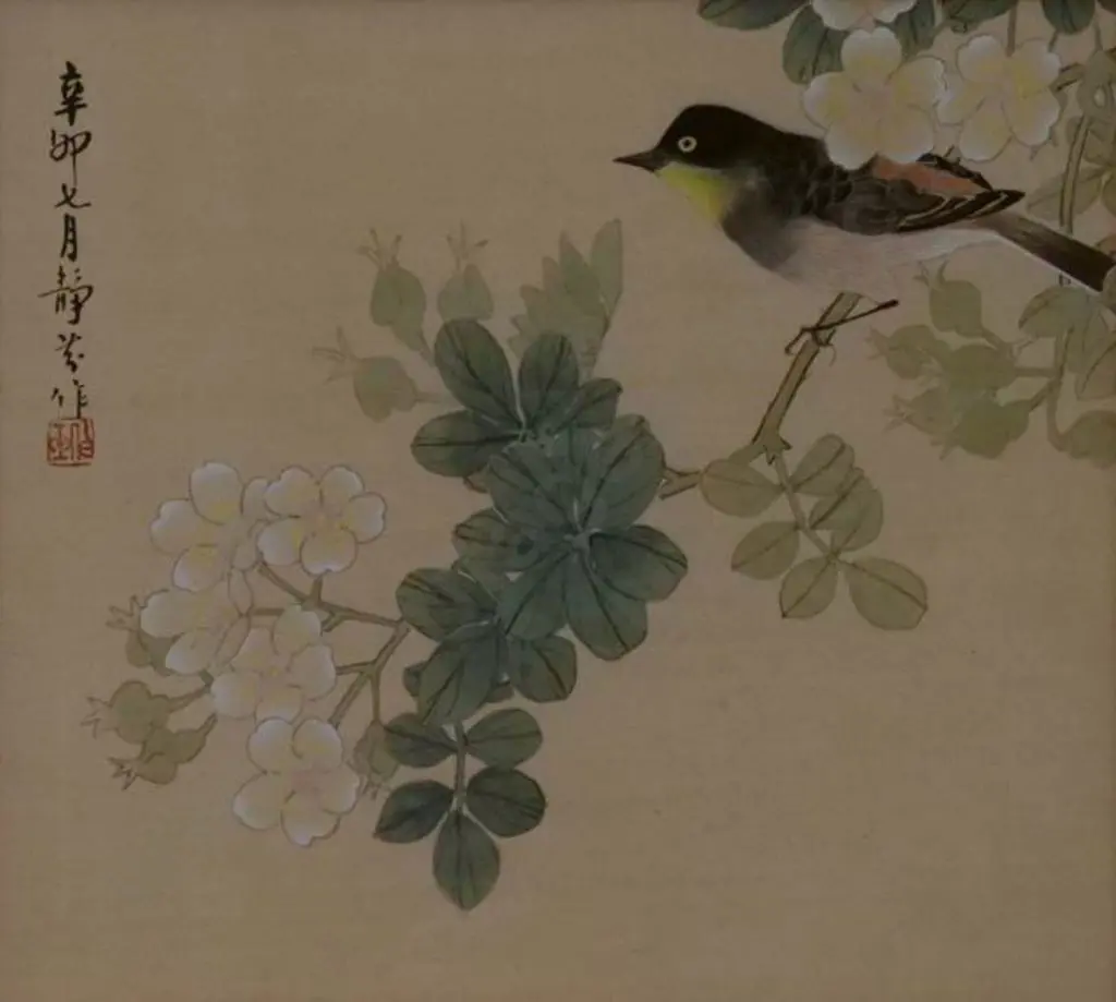 UNKNOWN artist - Small Bird on Tree Branch (Japanese) Image 1++