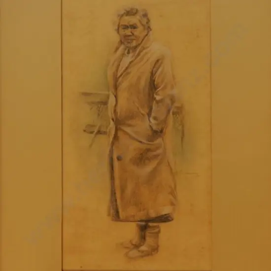 UNKNOWN Artist - Maori Woman Wearing Heavy Coat