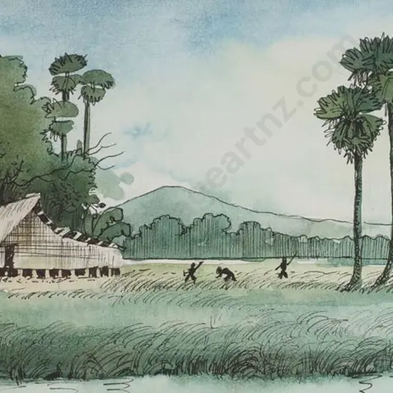 UNKNOWN artist - Asian Country Scene with Rice Paddy