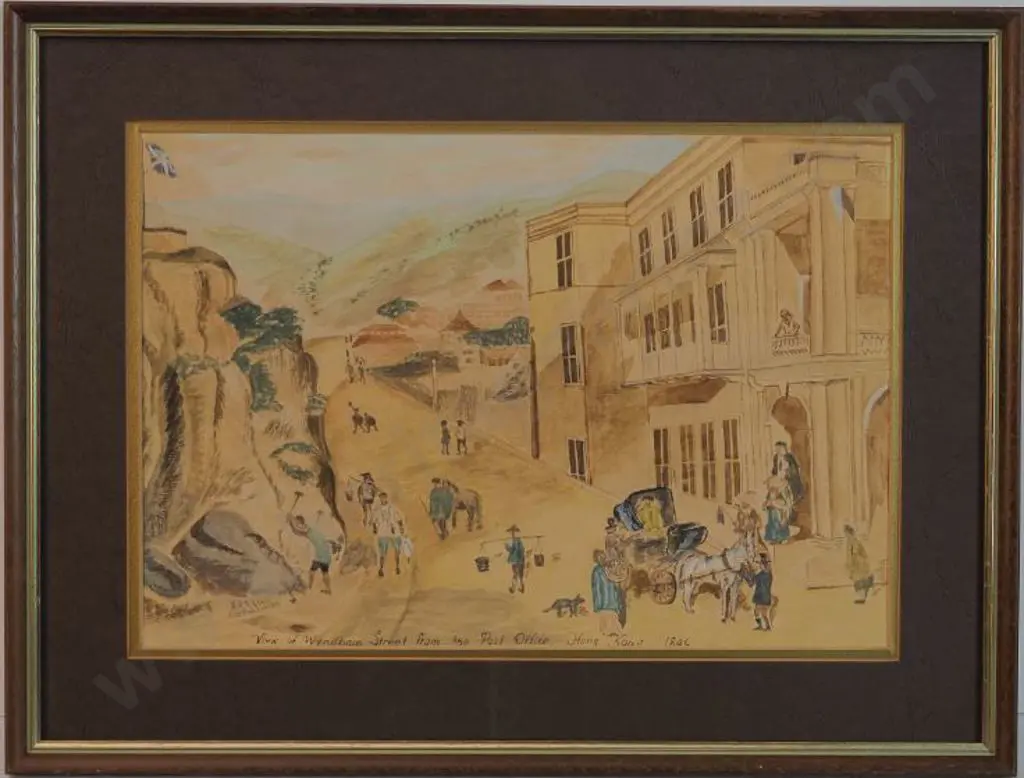 UNKNOWN artist - View of Wyndham Street from the Post Office Hong Kong - 1846 Image 1++