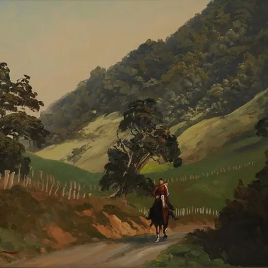 WHITE, Jonathan R (1938-2021) - The Back Road to Tokino with Man on Horse