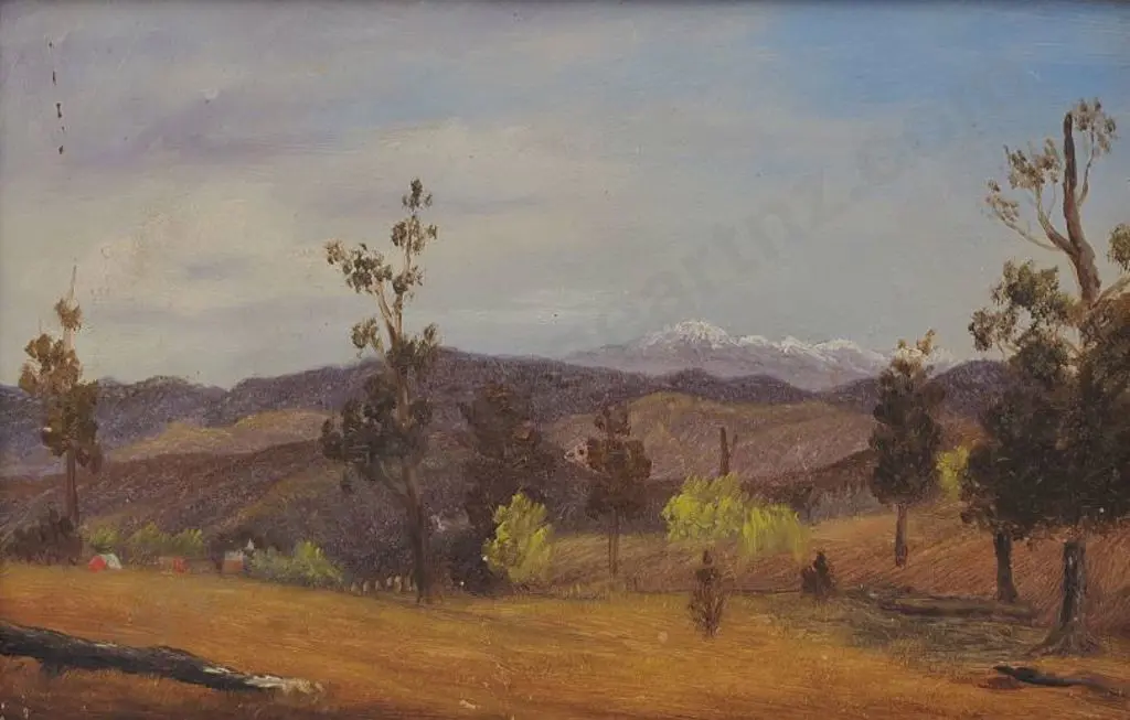 UNKNOWN artist - Country Scene with Mountain and Church Image 1++
