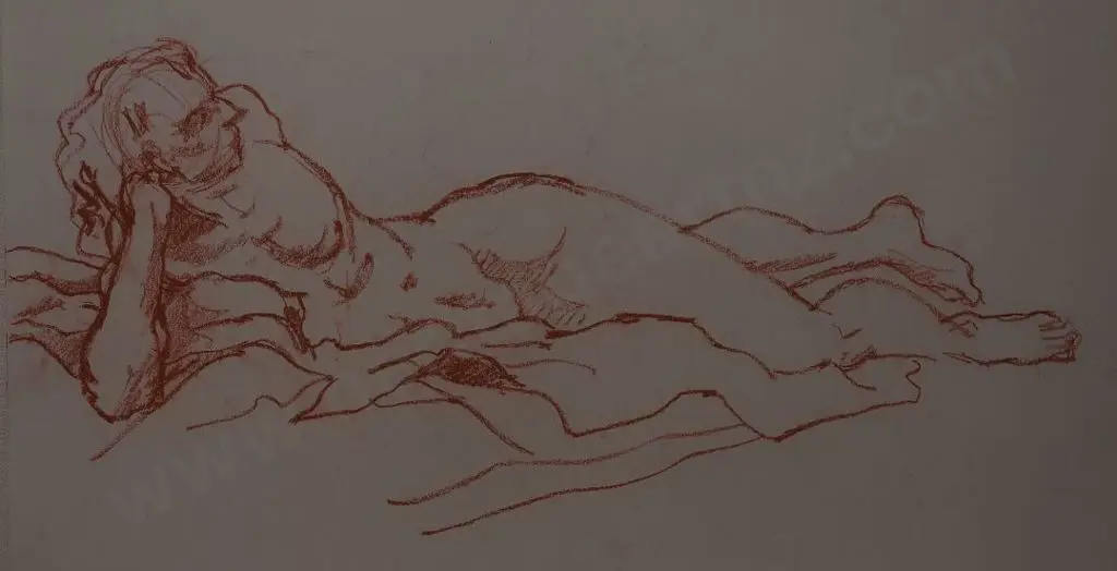 SKERMAN, Susan (1928-) - Reclining Male Nude Image 1++