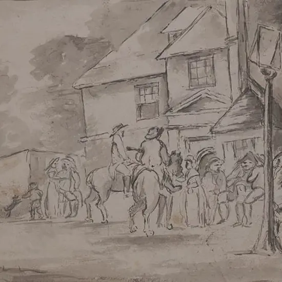 CLIFFORD, W. - Travellers outside Inn (17th Cent.)