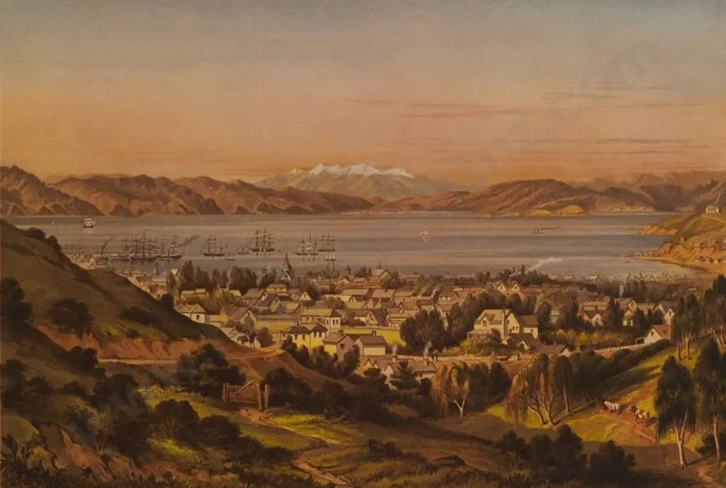 BARRAUD, Charles Decimus (1822-1897) - Wellington Harbour - New Zealand Graphic & Descriptive (1877) Image 1++