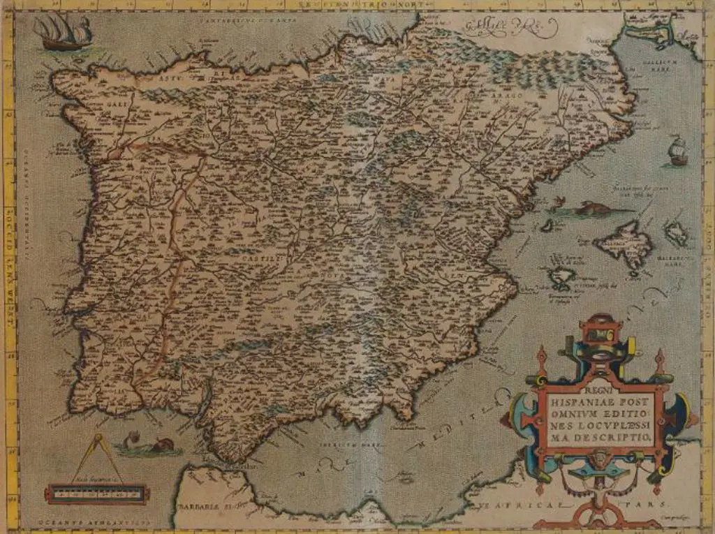 ORTELIUS, Abraham (1527-1598) - HISPANIA, 1570 (Map of Spain) Image 1++