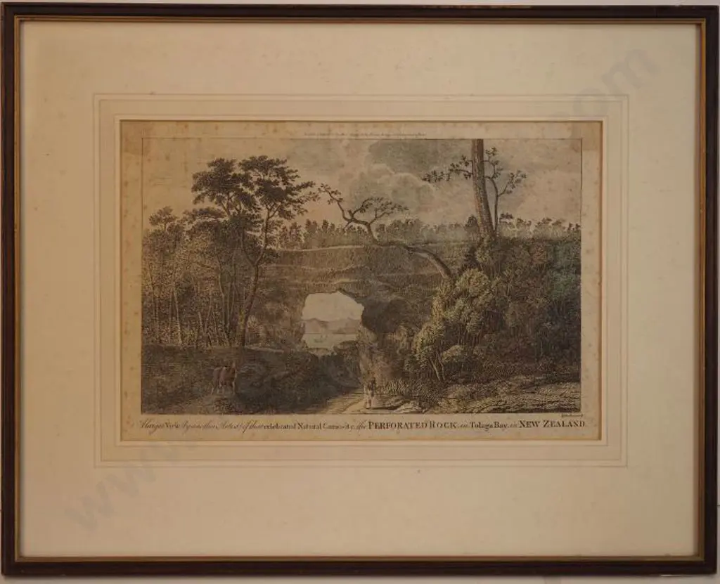 PARKINSON, Sydney (1745-1771) - View of the Perforated Rock in Tolaga Bay in New Zealand, 1760 Image 1++