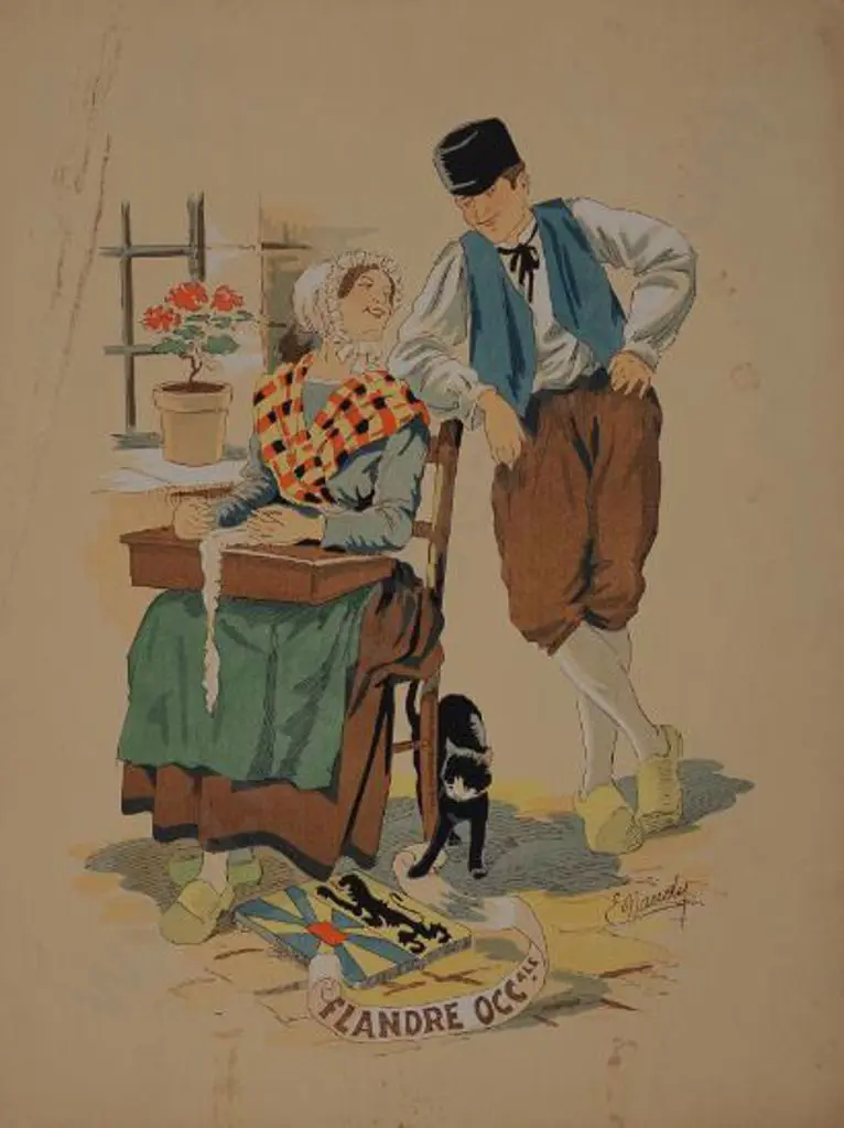 MAUDY, E. (Active 1930s-40s) - Man & Woman in National Dress - Flanders Image 1++