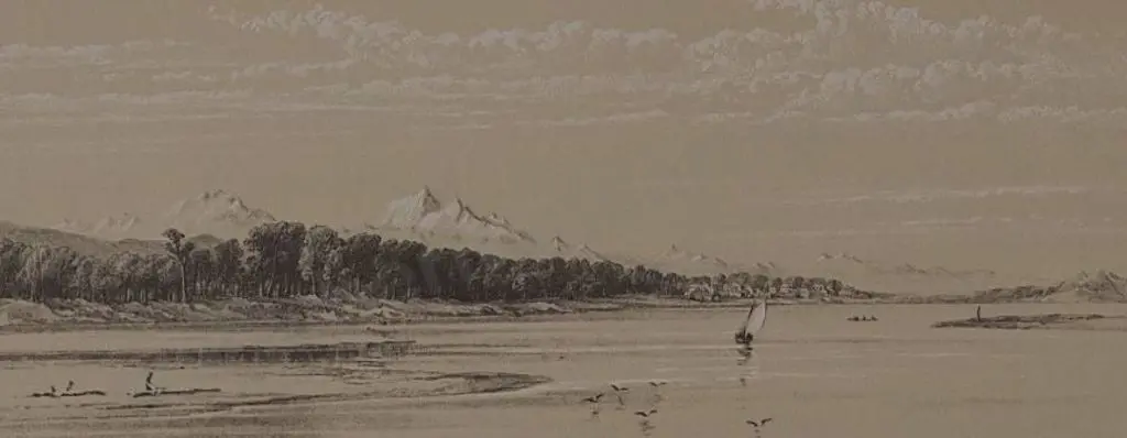 BARRAUD, Charles Decimus (1822-1897) - Lake Coleridge, Cheviot Hills Station. Mt Cook, Holitika River Image 1++
