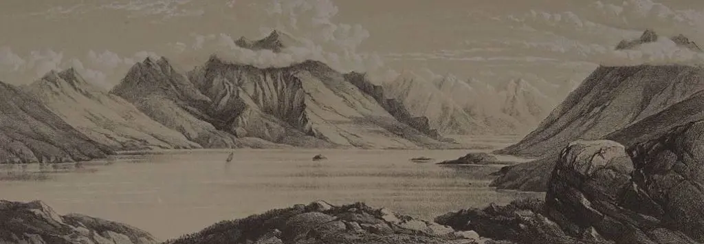 BARRAUD, Charles Decimus (1822-1897) - Lake Coleridge, Cheviot Hills Station. Mt Cook, Holitika River Image 1++