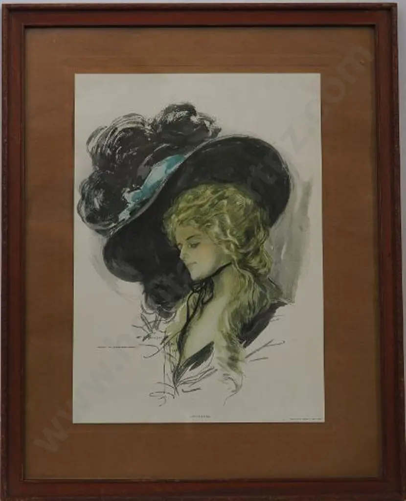 FISHER, Harrison (1877-1934) - Charming (Lady Wearing Edwardian Hat) Image 1++