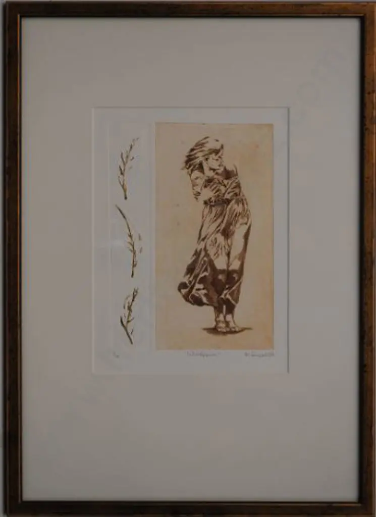 DYNES. Helen (21st Cent.) - Windblown - Woman Protecting Herself from Wind Image 1++