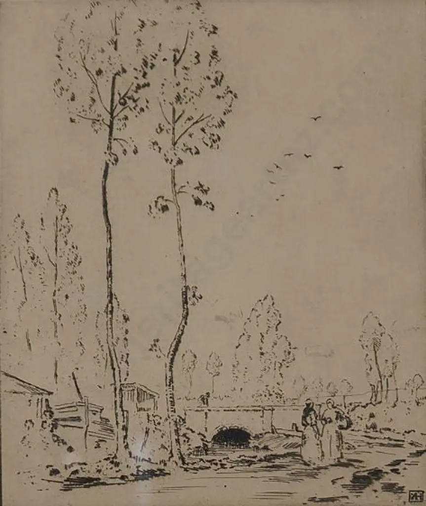 HARTLEY, Alfred (1855-1933) - Trees & Bridge Image 1++