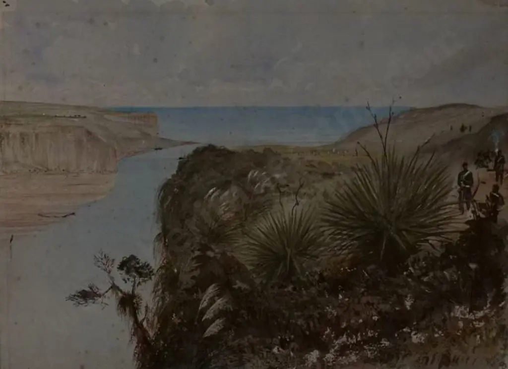 WILLIAMS, E.A. (1824-1898) - Outlying Picket, Patea, 30 March 1865 Image 1++