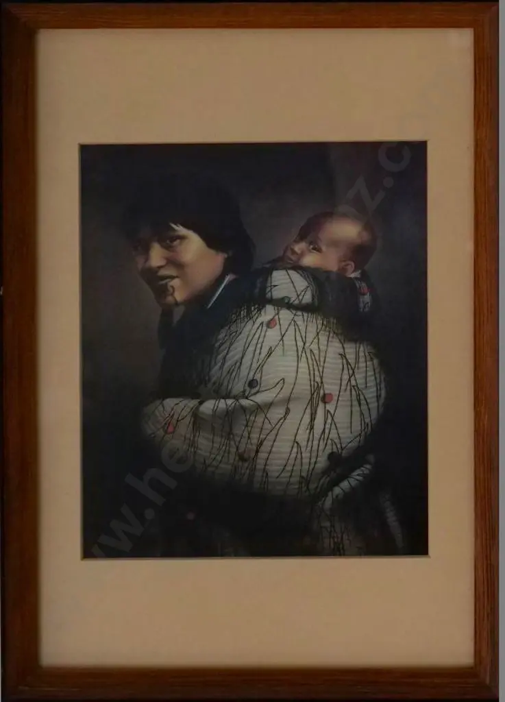 LINDAUER, Gottfried (1839-1926) - Hunne Rupene and Daughter Hurla in Manania Pa c. 1880 Image 1++