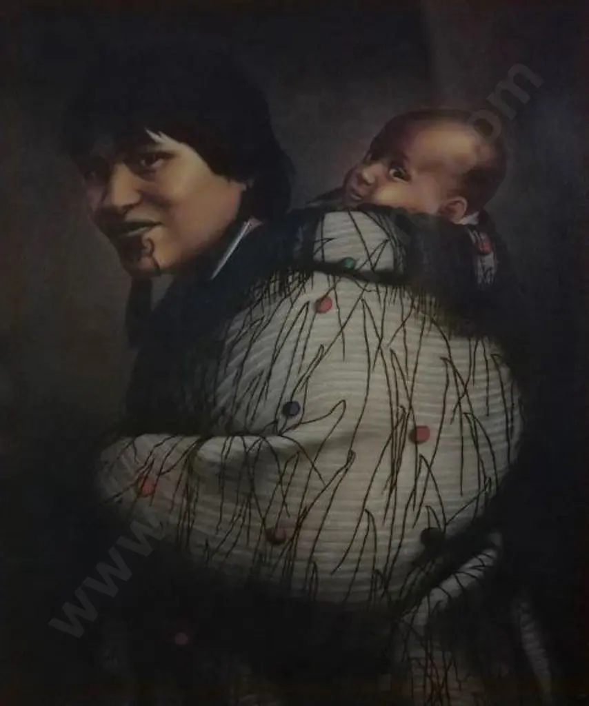 LINDAUER, Gottfried (1839-1926) - Hunne Rupene and Daughter Hurla in Manania Pa c. 1880 Image 1++