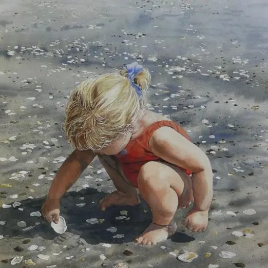 ALLDRITT- MILLER, Jan (1944-) - 'Playshells' - Daughter at Beach