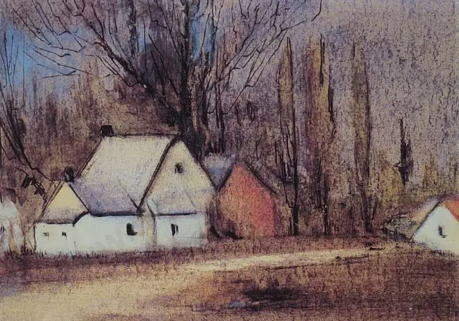 ARNDT, Mina (1885-1926) - Winter Landscape with Buildings Image 1++