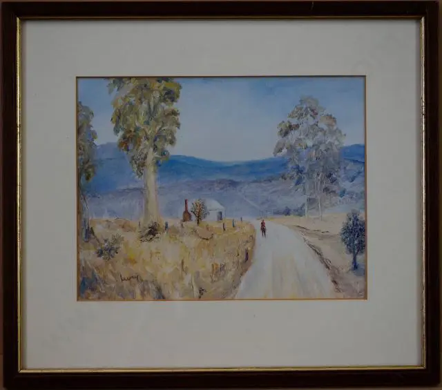 LEVEY - Outback Scene with Man on Horse and Cottage Image 1++